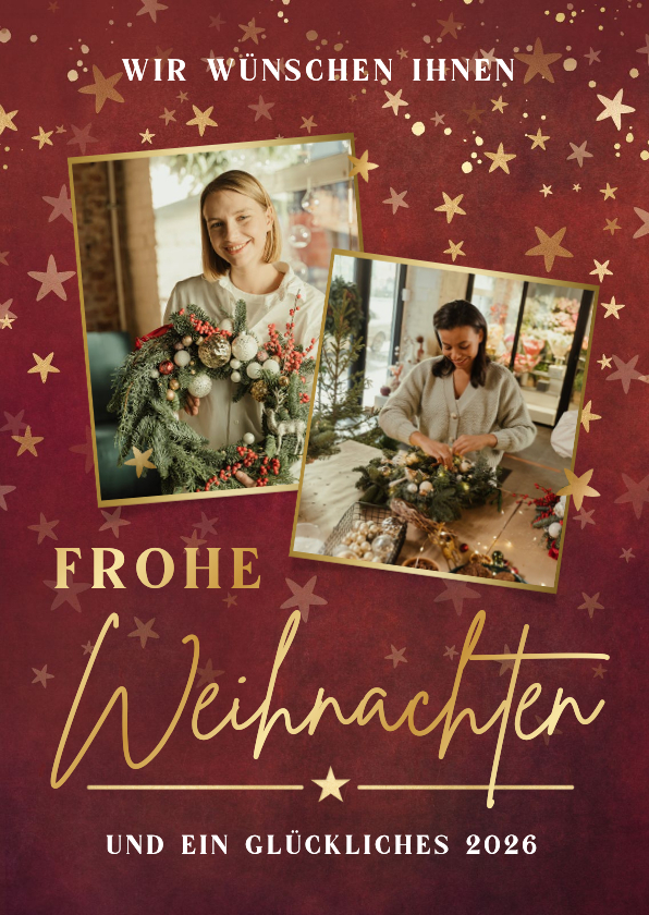 Geschäftliche Weihnachtskarten - Geschäftliche Weihnachtskarte Fotos & goldfarbene Sterne