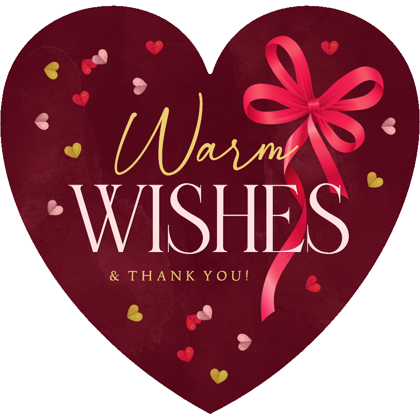 Geschäftliche Weihnachtskarte Herzform Warm Wishes Danke - Geschäftliche Weihnachtskarten Geschäftliche Weihnachtskarten - Geschäftliche Weihnachtskarte Herzform Warm Wishes Danke