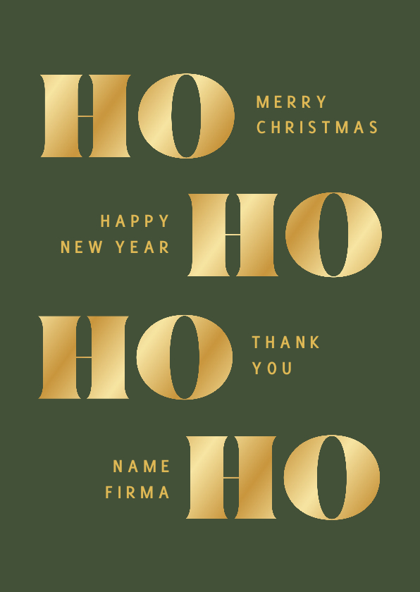Geschäftliche Weihnachtskarten - Geschäftliche Weihnachtskarte 'Ho Ho Ho' Goldlook