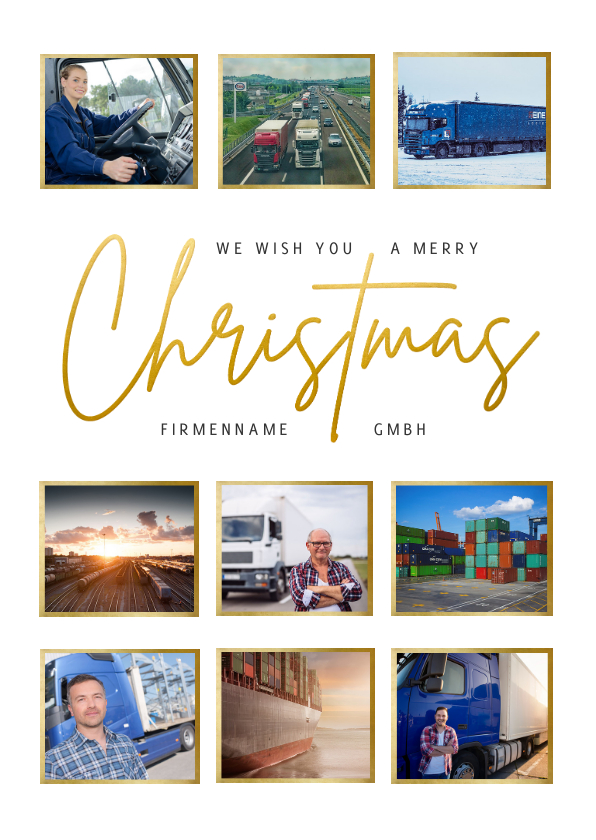 Geschäftliche Weihnachtskarten - Geschäftliche Weihnachtskarte international mit Fotocollage