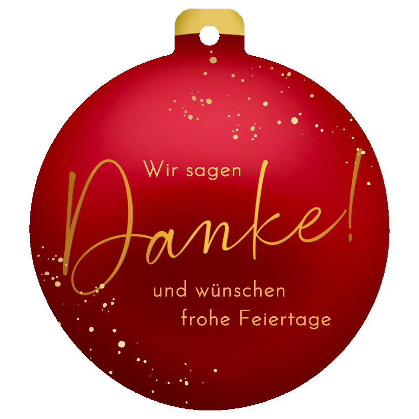 Geschäftliche Weihnachtskarte rote Kugel 'Danke' - Geschäftliche Weihnachtskarten Geschäftliche Weihnachtskarten - Geschäftliche Weihnachtskarte rote Kugel 'Danke'