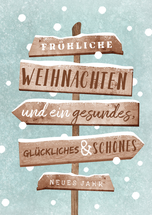 Geschäftliche Weihnachtskarten - Geschäftliche Weihnachtskarte Schnee und Wegweiser