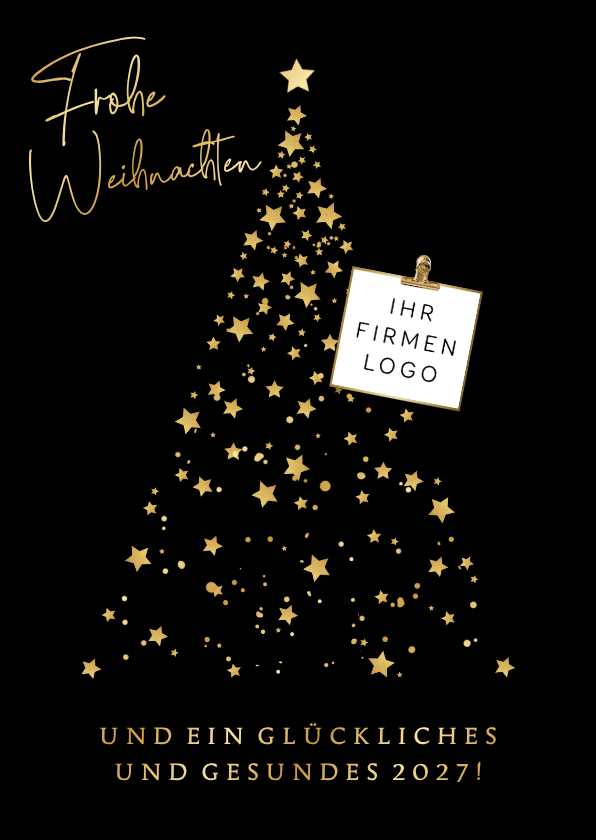 Geschäftliche Weihnachtskarte Sternenbaum gold - Geschäftliche Weihnachtskarten Geschäftliche Weihnachtskarten - Geschäftliche Weihnachtskarte Sternenbaum gold