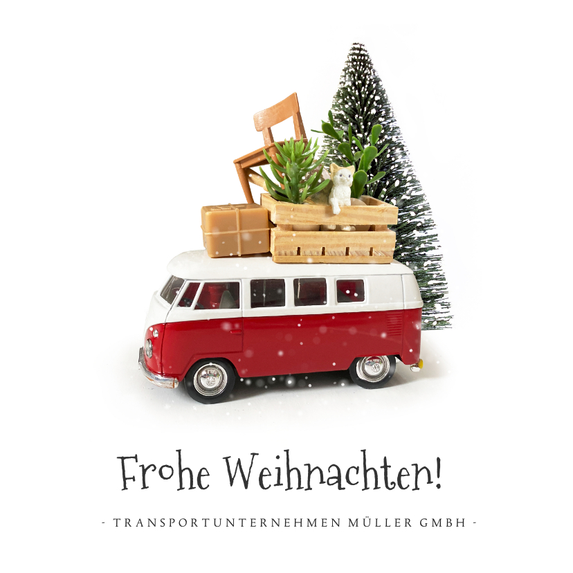 Geschäftliche Weihnachtskarten - Geschäftliche Weihnachtskarte VW Bus Transportunternehmen