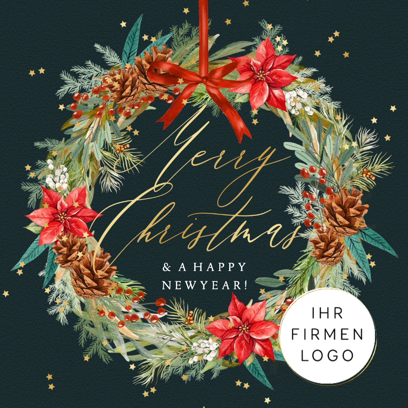 Geschäftliche Weihnachtskarte Weihnachtskranz & Firmenlogo - Geschäftliche Weihnachtskarten Geschäftliche Weihnachtskarten - Geschäftliche Weihnachtskarte Weihnachtskranz & Firmenlogo