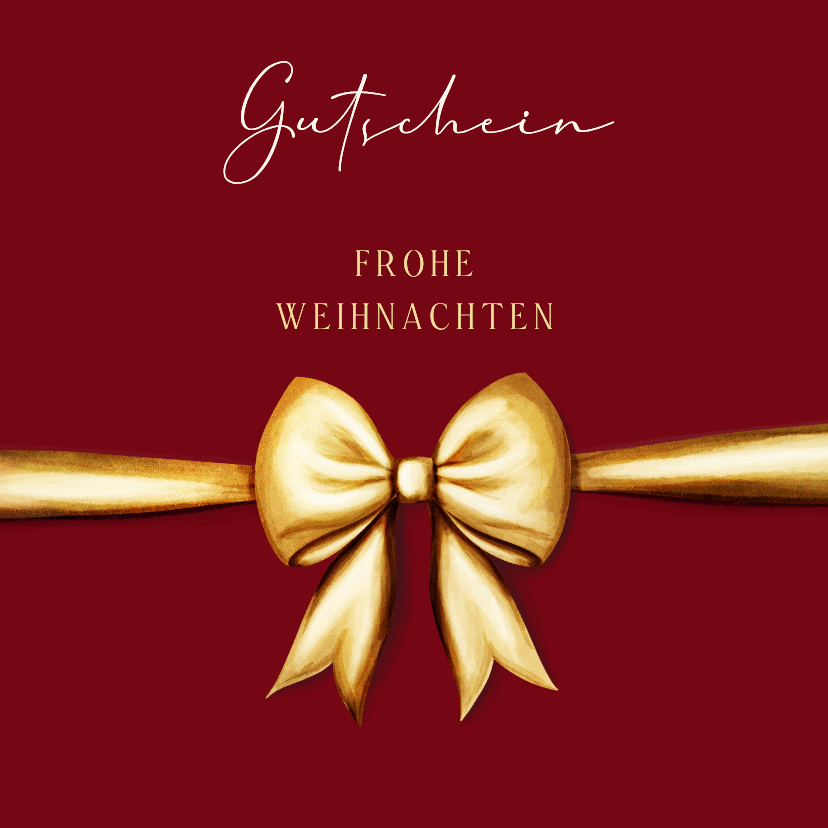 Geschäftliche Weihnachtskarten - Geschenkgutschein Mitarbeiter Weihnachten goldene Schleife