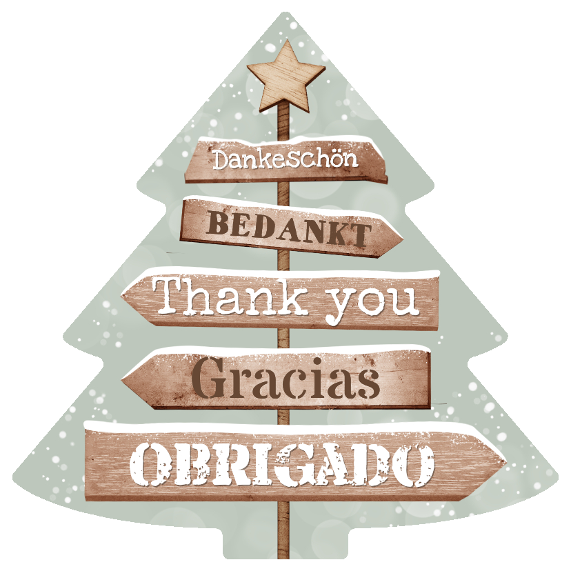 Internationale Weihnachtskarte Wegweiser Weihnachtsbaumform - Geschäftliche Weihnachtskarten Geschäftliche Weihnachtskarten - Internationale Weihnachtskarte Wegweiser Weihnachtsbaumform