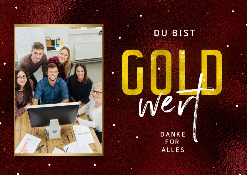 Geschäftliche Weihnachtskarten - Mitarbeiter Weihnachtskarte 'Gold wert'