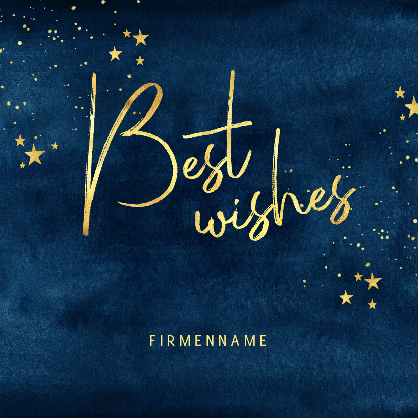 Geschäftliche Weihnachtskarten - Stilvolle geschäftliche Weihnachtskarte best wishes & Sterne