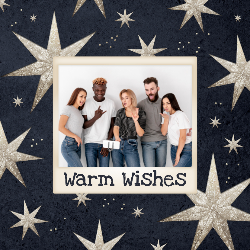 Geschäftliche Weihnachtskarten - 'Warm wishes' Firma Foto-Weihnachtskarte mit Sternen 