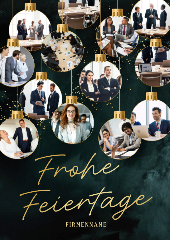 Weihanchtskarte Fotocollage Weihnachtskugeln 13 Fotos - Geschäftliche Weihnachtskarten Geschäftliche Weihnachtskarten - Weihanchtskarte Fotocollage Weihnachtskugeln 13 Fotos