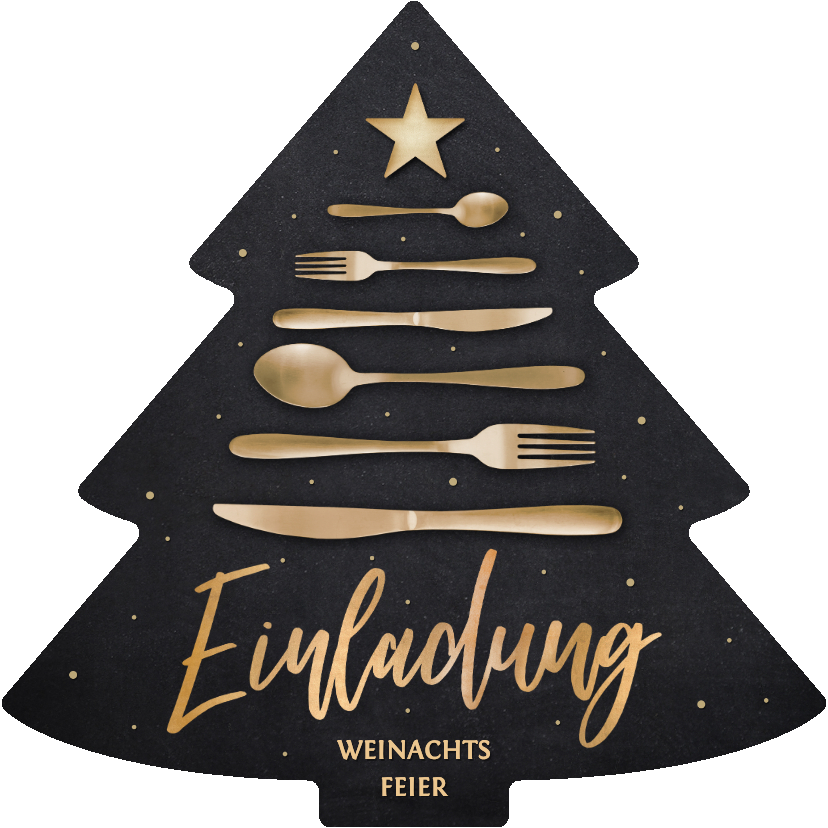 Weihnachtsfeier Tannenbaum Besteck Einladungskarte - Geschäftliche Weihnachtskarten Geschäftliche Weihnachtskarten - Weihnachtsfeier Tannenbaum Besteck Einladungskarte