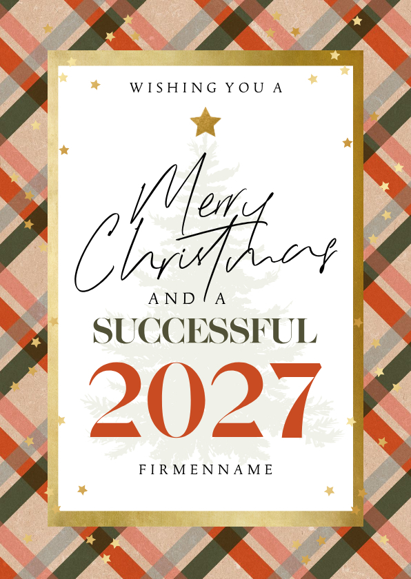 Geschäftliche Weihnachtskarten - Weihnachtsgrüße international Karomuster