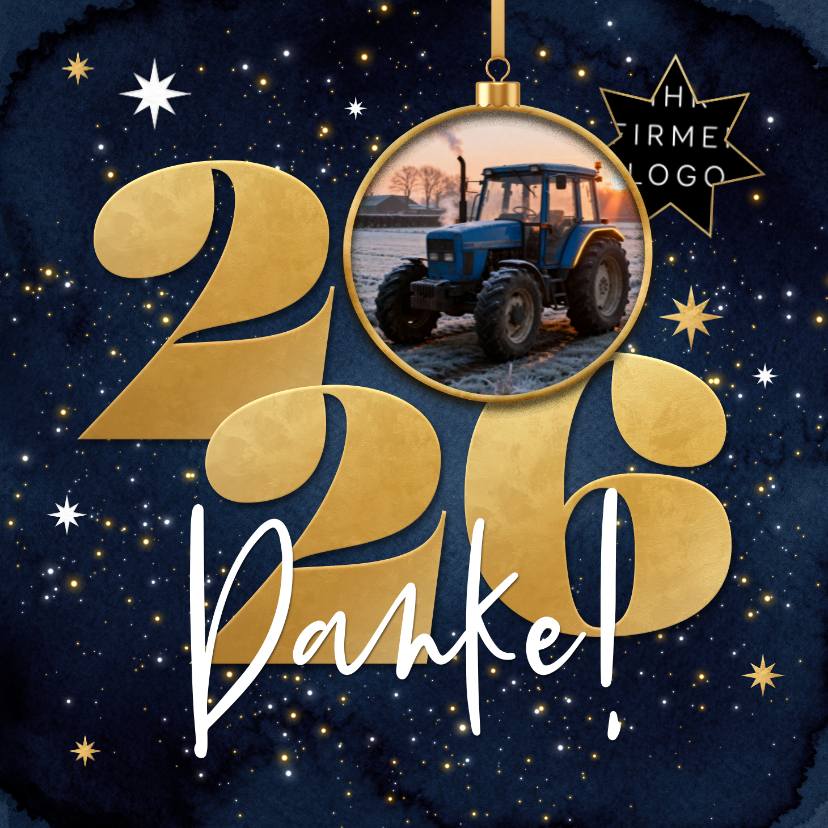 Geschäftliche Weihnachtskarten - Weihnachtsgrußkarte Firmenlogo Foto 2027 Danke Sterne