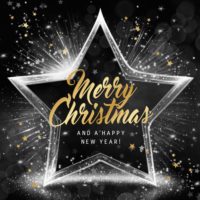 Geschäftliche Weihnachtskarten - Weihnachtsgrußkarte international Silberstern