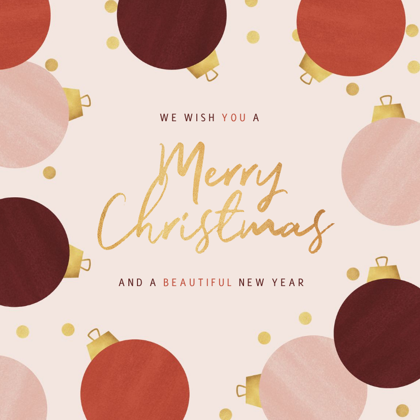 Weihnachtskarte Beautysalon Weihnachtskugeln - Geschäftliche Weihnachtskarten Geschäftliche Weihnachtskarten - Weihnachtskarte Beautysalon Weihnachtskugeln