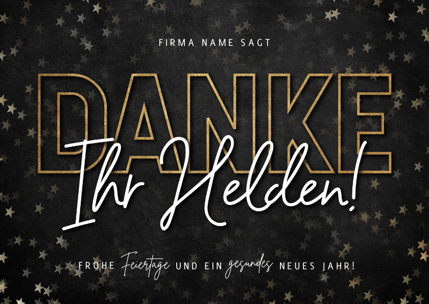 Geschäftliche Weihnachtskarten - Weihnachtskarte 'Danke, Ihr Helden!'