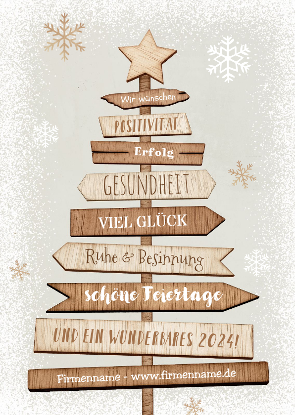 Geschäftliche Weihnachtskarten - Weihnachtskarte Firma Holz-Weihnachtsbaum