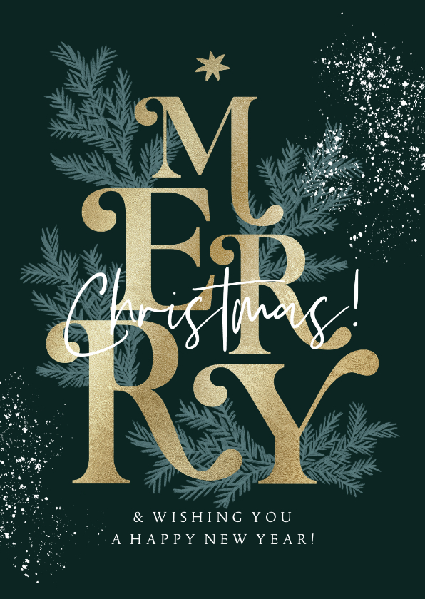 Geschäftliche Weihnachtskarten - Weihnachtskarte Firma 'Merry Christmas' typografisch