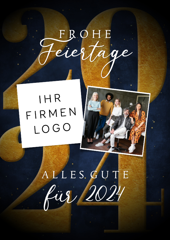 Geschäftliche Weihnachtskarten - Weihnachtskarte Firma mit Foto, Logo und Jahreszahl