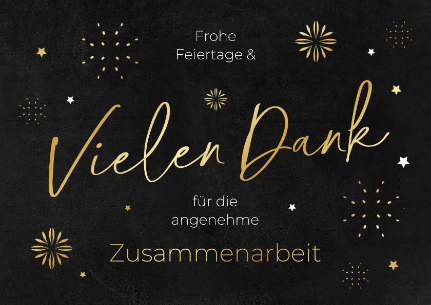 Geschäftliche Weihnachtskarten - Weihnachtskarte Firma 'Vielen Dank' Goldsterne