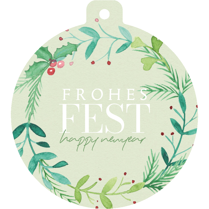 Geschäftliche Weihnachtskarten - Weihnachtskarte Firma Weihnachtskugelform Kranz