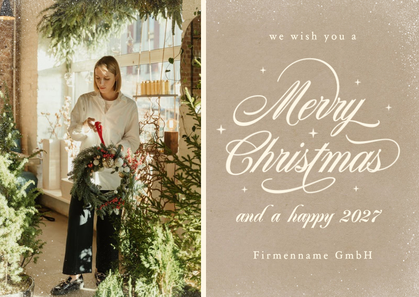 Weihnachtskarte Foto Kalligraphie 'Merry Christmas' - Geschäftliche Weihnachtskarten Geschäftliche Weihnachtskarten - Weihnachtskarte Foto Kalligraphie 'Merry Christmas'