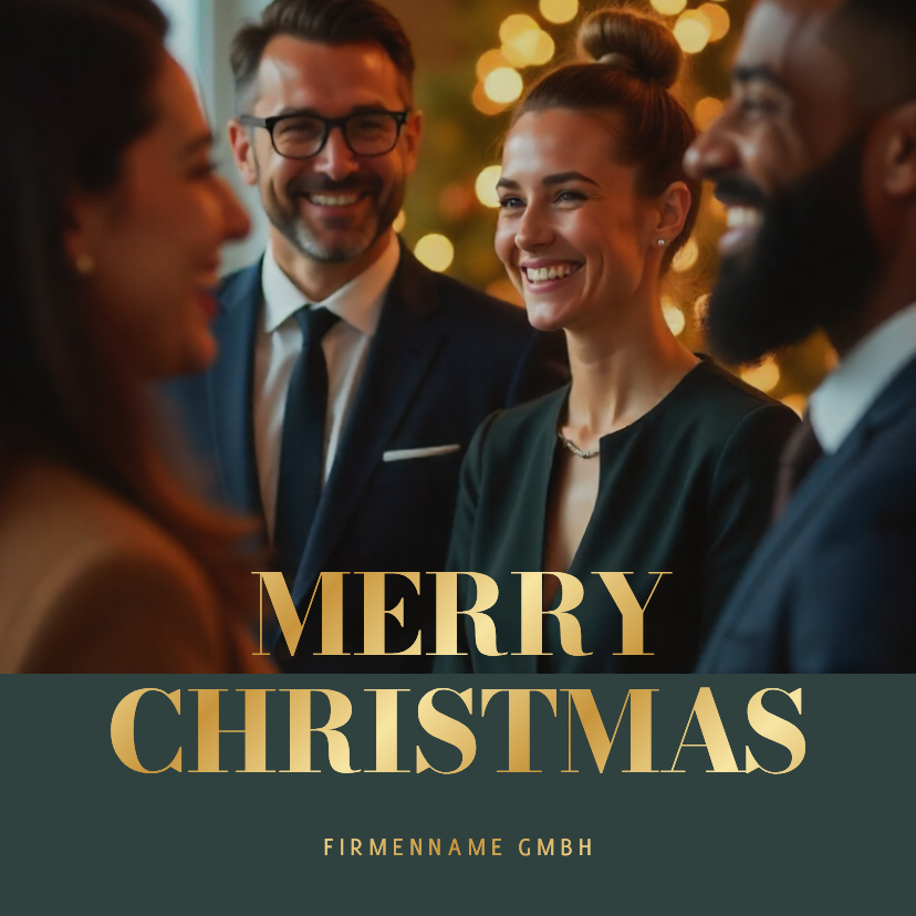 Weihnachtskarte Foto 'Merry Christmas' auf dunkelgrün  - Geschäftliche Weihnachtskarten Geschäftliche Weihnachtskarten - Weihnachtskarte Foto 'Merry Christmas' auf dunkelgrün