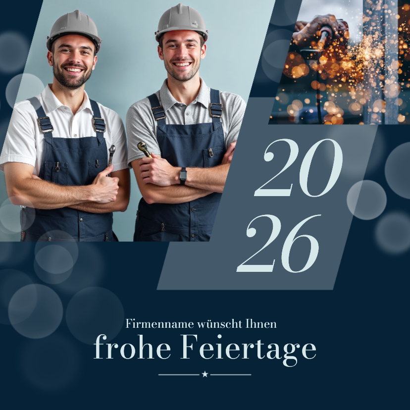 Weihnachtskarte Fotocollage kursiv dunkelblau Lichtpunkte - Geschäftliche Weihnachtskarten Geschäftliche Weihnachtskarten - Weihnachtskarte Fotocollage kursiv dunkelblau Lichtpunkte