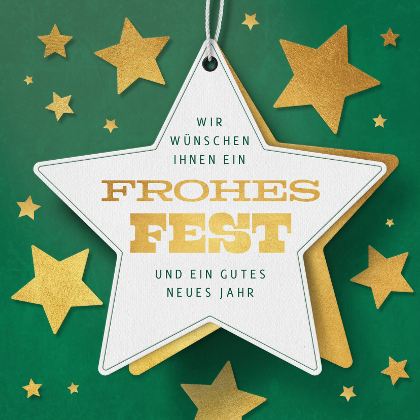 Weihnachtskarte für Firma mit Goldsternen - Geschäftliche Weihnachtskarten Geschäftliche Weihnachtskarten - Weihnachtskarte für Firma mit Goldsternen