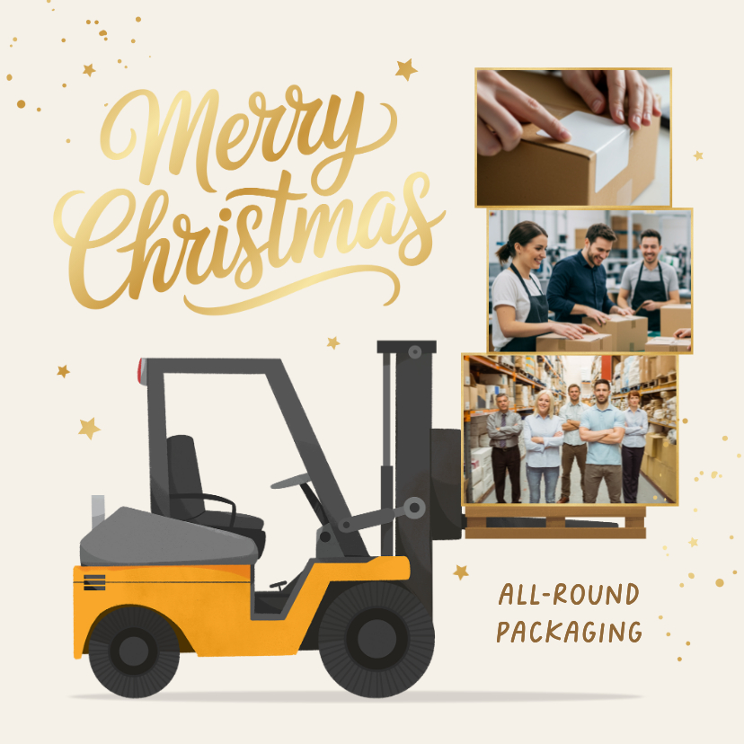 Weihnachtskarte Gabelstapler Fotocollage Firma Englisch - Geschäftliche Weihnachtskarten Geschäftliche Weihnachtskarten - Weihnachtskarte Gabelstapler Fotocollage Firma Englisch