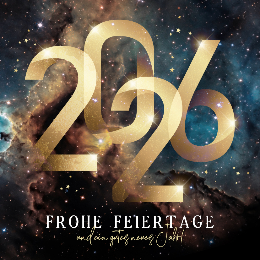 Geschäftliche Weihnachtskarten - Weihnachtskarte Galaxie goldene 2026 Danke