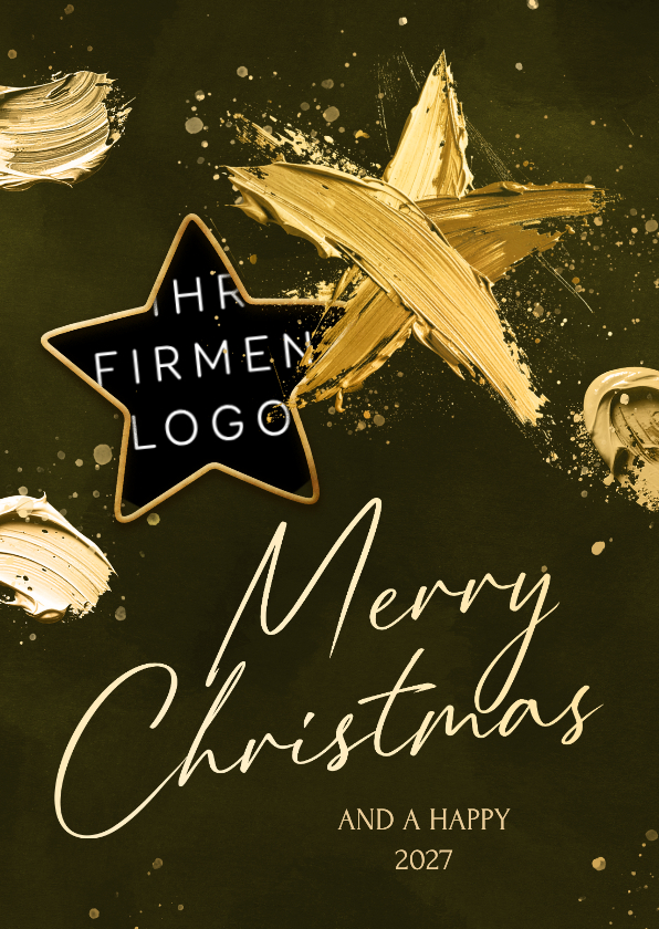 Weihnachtskarte gemalte Sterne Farbe Firmenlogo - Geschäftliche Weihnachtskarten Geschäftliche Weihnachtskarten - Weihnachtskarte gemalte Sterne Farbe Firmenlogo