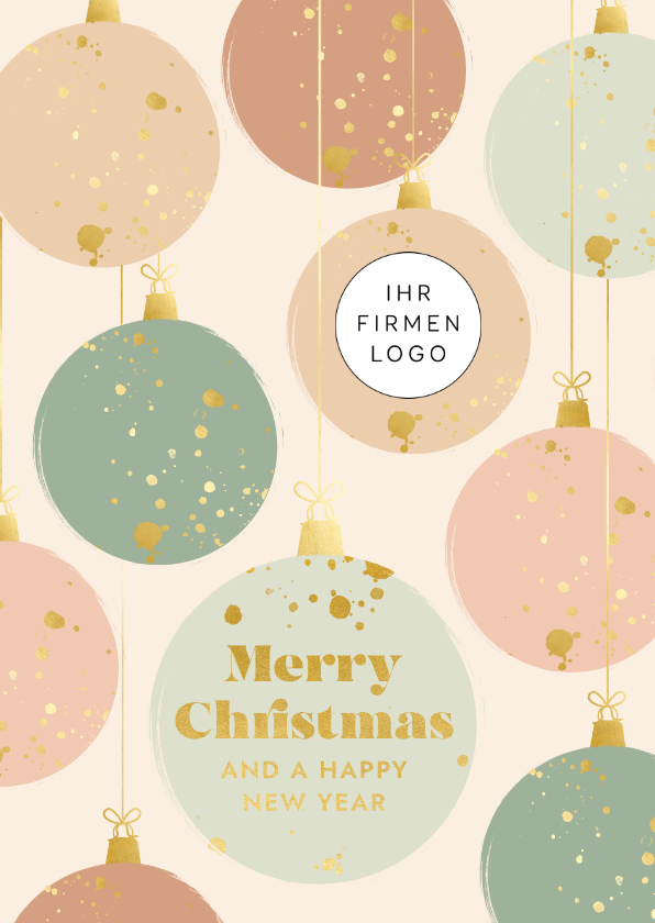 Geschäftliche Weihnachtskarten - Weihnachtskarte geschäftlich pastell Weihnachtskugeln