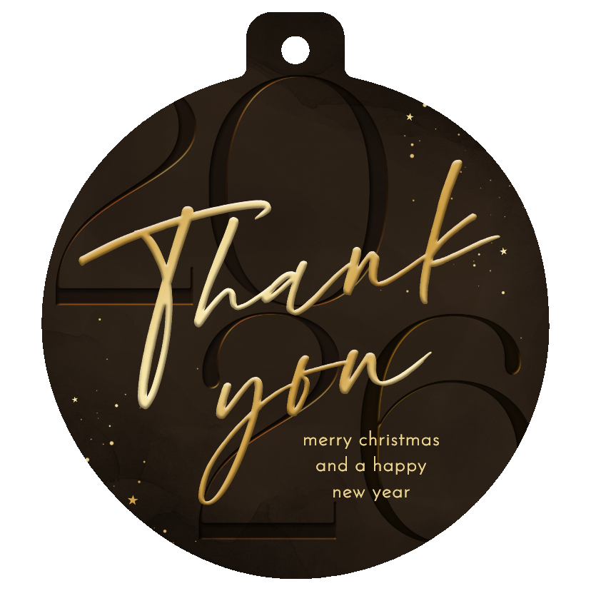 Weihnachtskarte geschäftlich rund 'Thank you' Goldlook - Geschäftliche Weihnachtskarten Geschäftliche Weihnachtskarten - Weihnachtskarte geschäftlich rund 'Thank you' Goldlook