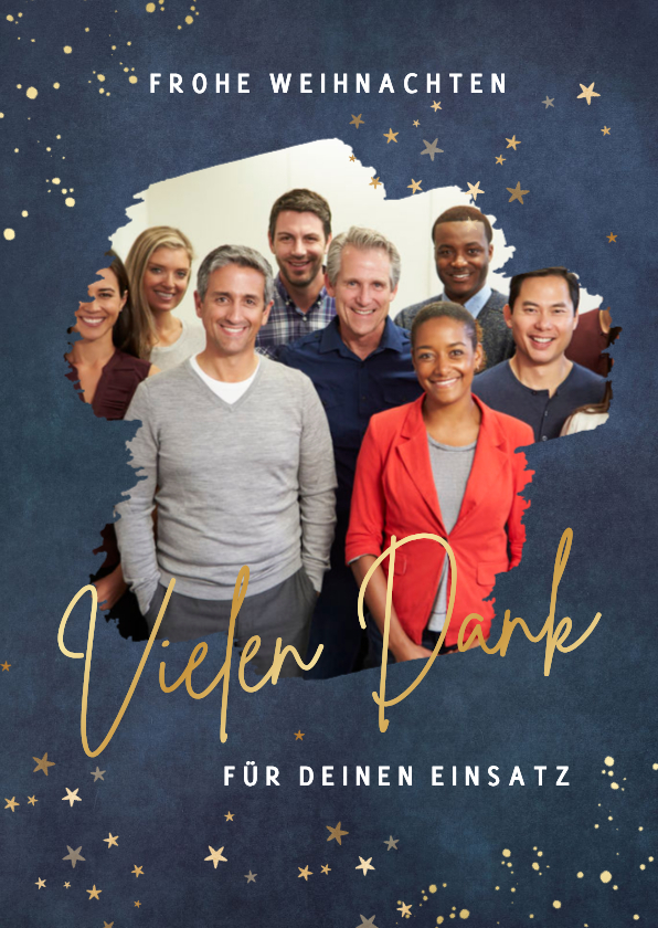 Weihnachtskarte geschäftlich Sterne & großes Foto - Geschäftliche Weihnachtskarten Geschäftliche Weihnachtskarten - Weihnachtskarte geschäftlich Sterne & großes Foto