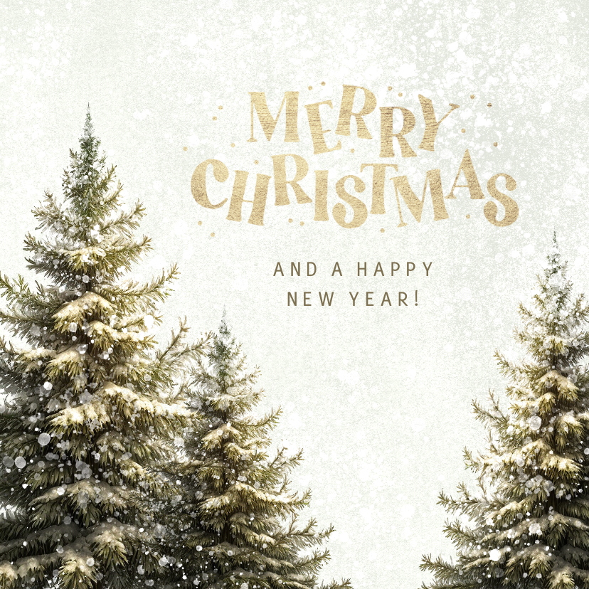 Geschäftliche Weihnachtskarten - Weihnachtskarte geschäftlich Tannen 'Merry Christmas'