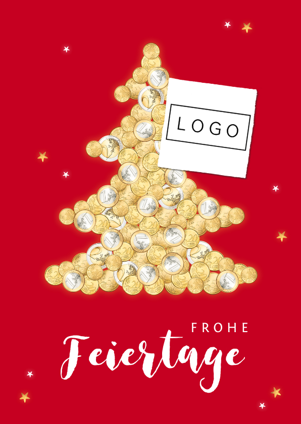 Geschäftliche Weihnachtskarten - Weihnachtskarte geschäftlich Weihnachtsbaum aus Münzen
