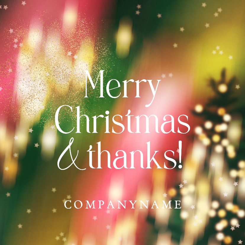Geschäftliche Weihnachtskarten - Weihnachtskarte Geschäftspartner englisch Lichter abstrakt