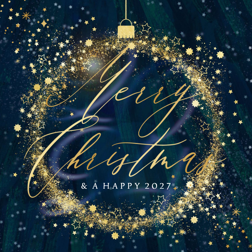 Geschäftliche Weihnachtskarten - Weihnachtskarte Geschäftspartner Weihnachtskugel mit Gold