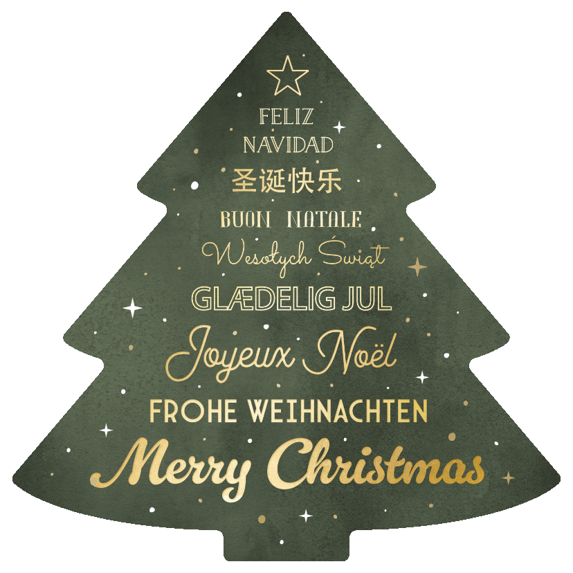 Weihnachtskarte international Weihnachtsbaum Sprachen - Geschäftliche Weihnachtskarten Geschäftliche Weihnachtskarten - Weihnachtskarte international Weihnachtsbaum Sprachen