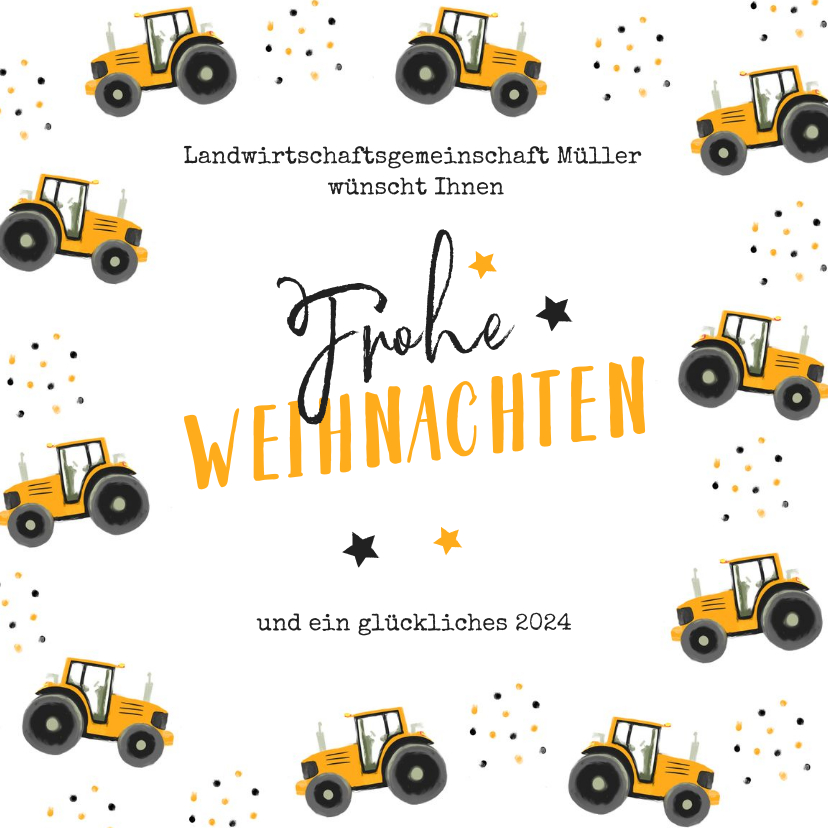 Geschäftliche Weihnachtskarten - Weihnachtskarte Landwirtschaft Traktor