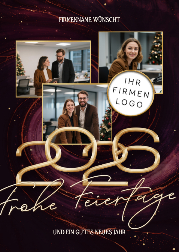 Weihnachtskarte Marmorlook dunkelrot Firmenlogo Fotos - Geschäftliche Weihnachtskarten Geschäftliche Weihnachtskarten - Weihnachtskarte Marmorlook dunkelrot Firmenlogo Fotos