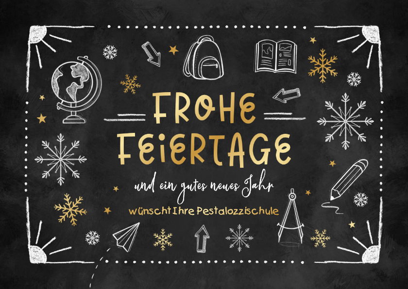 Weihnachtskarte Schultafel Kreidezeichnungen - Geschäftliche Weihnachtskarten Geschäftliche Weihnachtskarten - Weihnachtskarte Schultafel Kreidezeichnungen