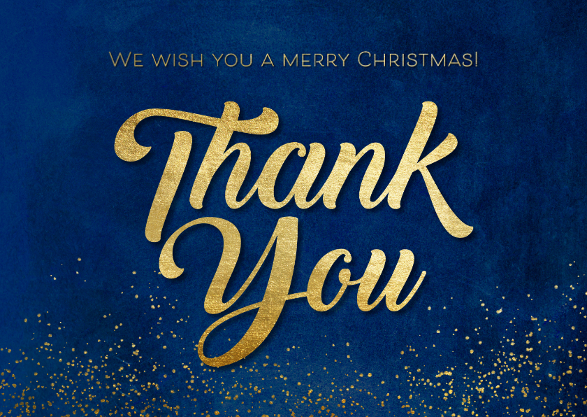 Geschäftliche Weihnachtskarten - Weihnachtskarte 'Thank You' Goldoptik