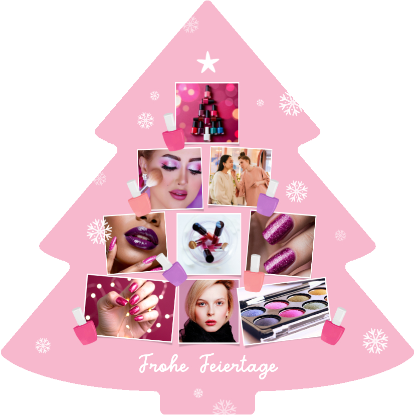 Weihnachtskarte Weihnachtsbaum Beautysalon Fotocollage - Geschäftliche Weihnachtskarten Geschäftliche Weihnachtskarten - Weihnachtskarte Weihnachtsbaum Beautysalon Fotocollage