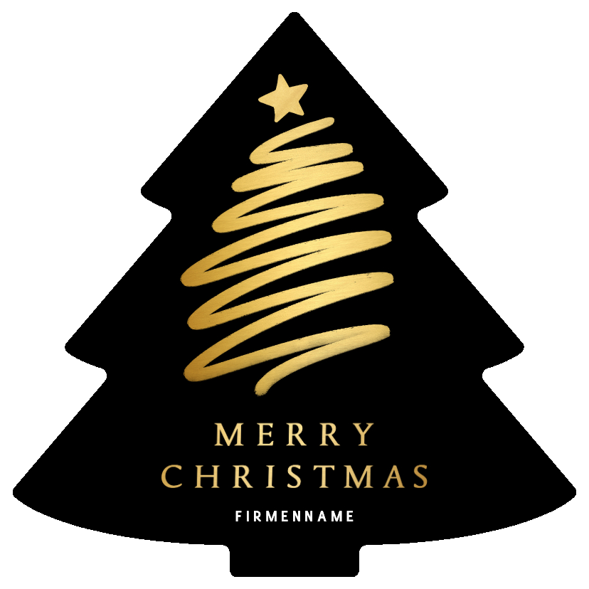 Geschäftliche Weihnachtskarten - Weihnachtskarte Weihnachtsbaum Form schwarz mit Goldoptik