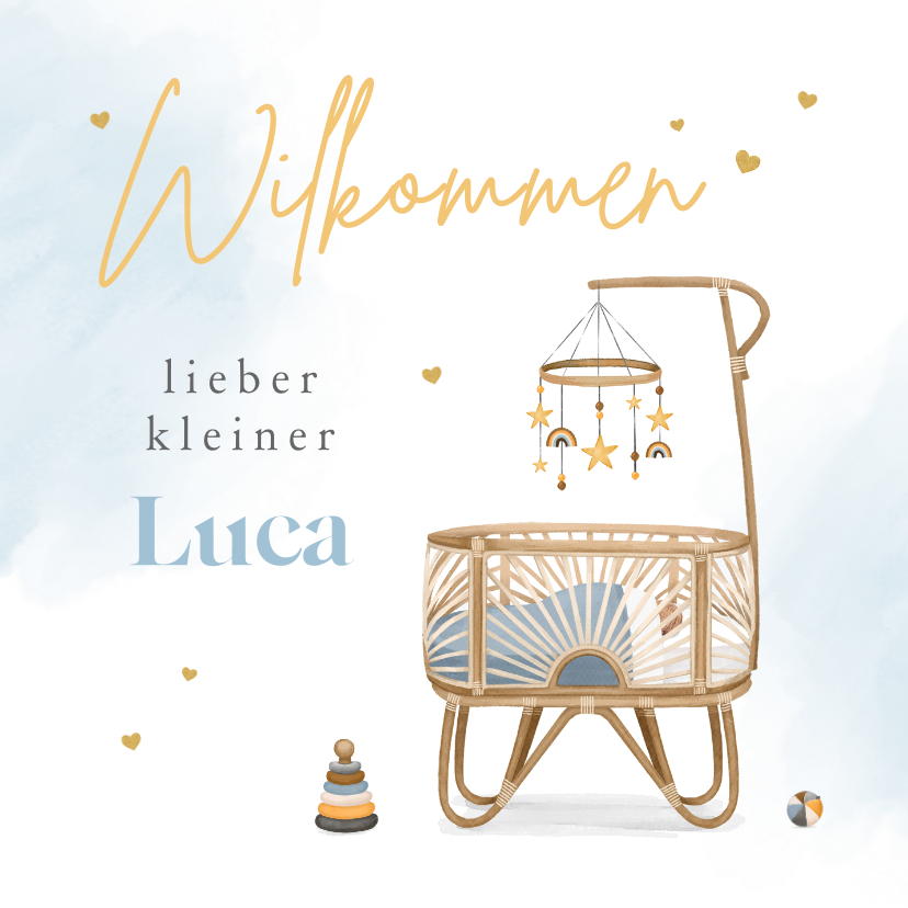 Glückwunschkarten - Geburts-Glückwunschkarte Babywiege