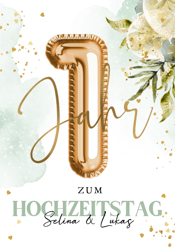 Glückwunschkarten - Glückwunschkarte 1. Hochzeitstag Folienballon