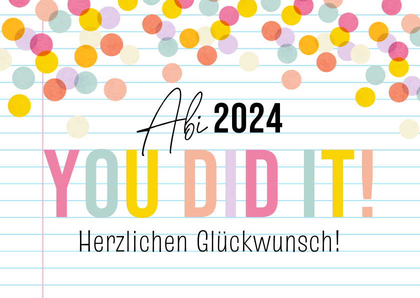 Glückwunschkarte Abi 2024 Konfetti Send a Smile